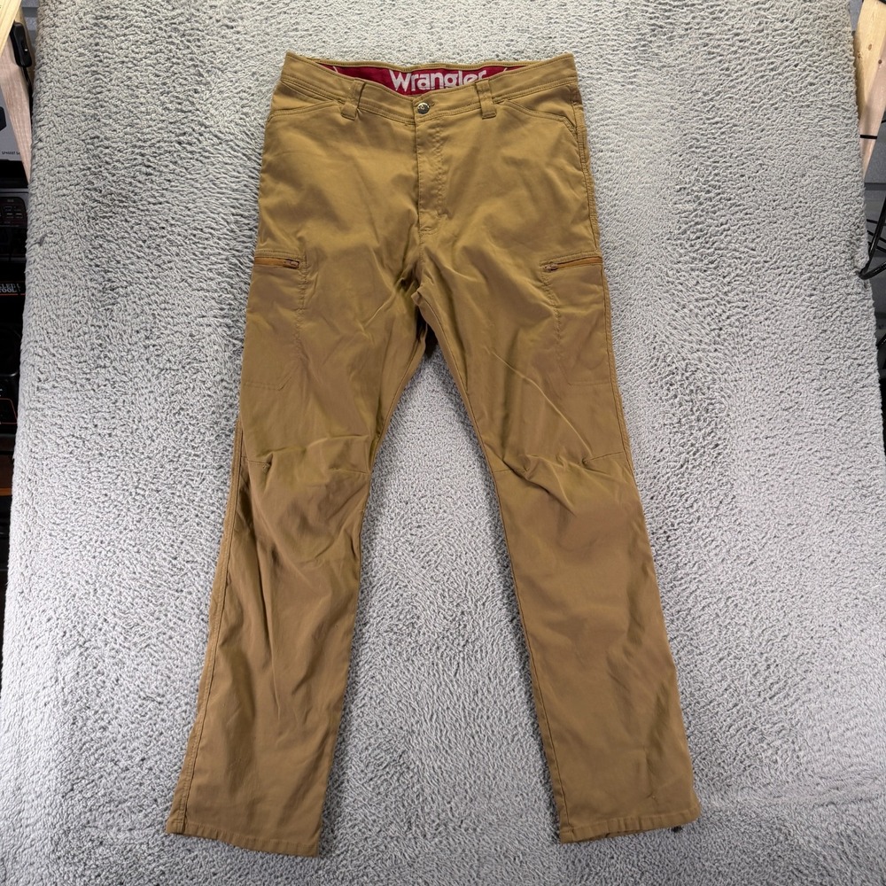 Wrangler ATG Pant Mens 36x32 Brown Nylon Windbreaker Straight Hiking Stretch